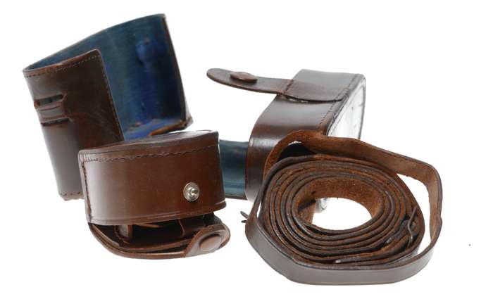 Vintage Voigtlander brown film camera antique leather case in used condition