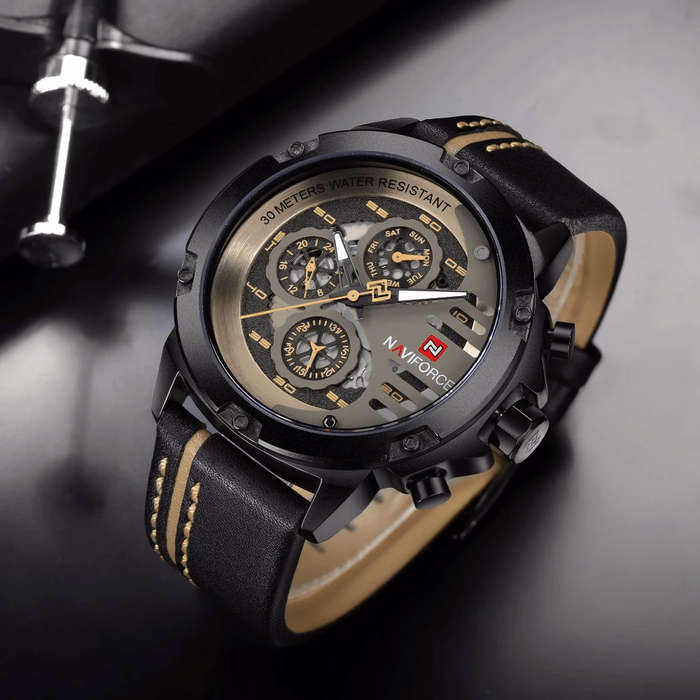Naviforce 9110 Mens Chronograph Watch - Black