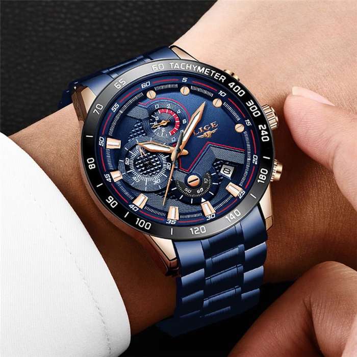Lige 9982 Mens Chronograph Watch - Blue