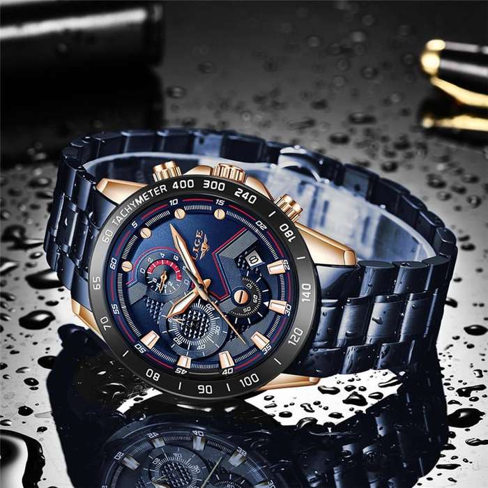 Lige 9982 Mens Chronograph Watch - Blue