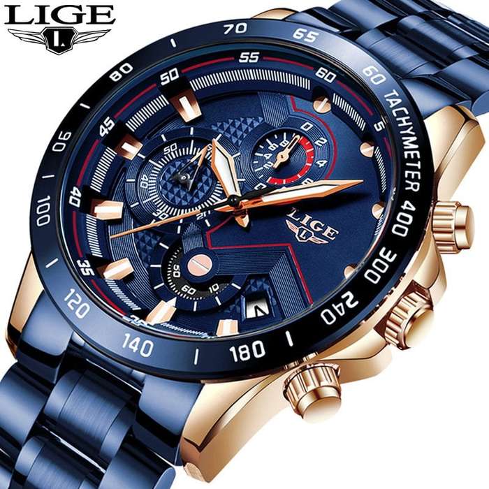 Lige 9982 Mens Chronograph Watch - Blue