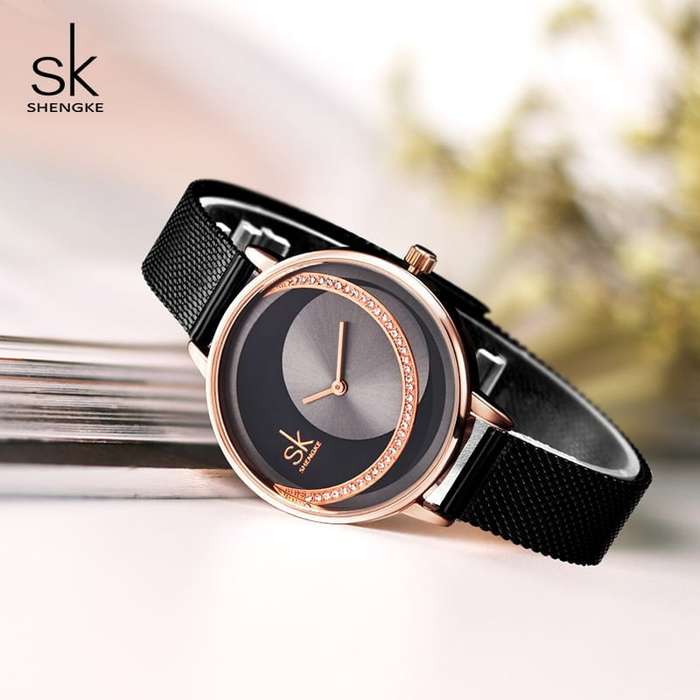 Shengke K0088 Jewelry Set (Earings, Necklace & Watch) - Black