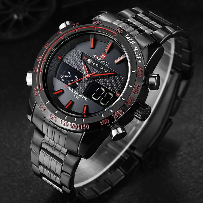 Naviforce 9024 Mens Analog/Digital Watch - Black