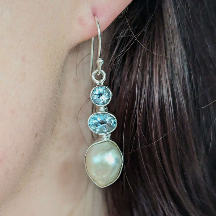 Sunstra - Sky Blue Topaz and Fresh Water Pearls