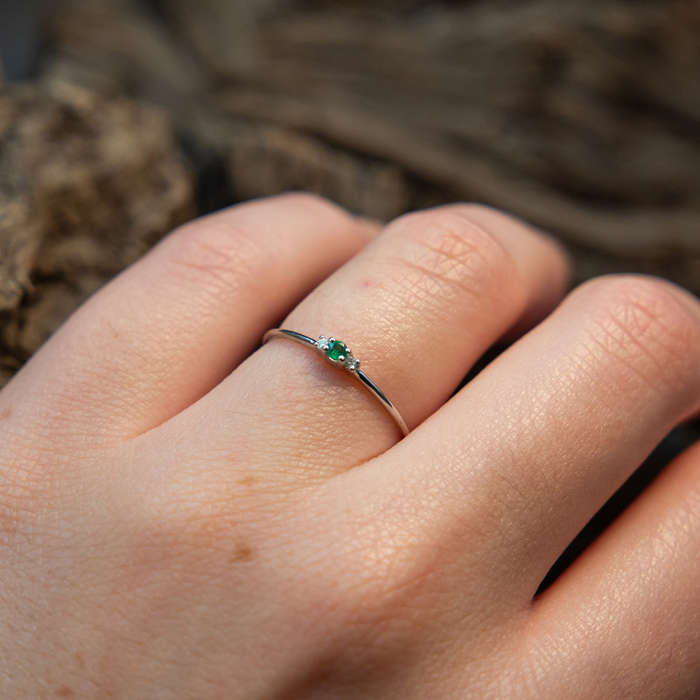 Katharine White - 18ct White Gold with 0.04ct Natural Diamonds and 0.04ct Emerald