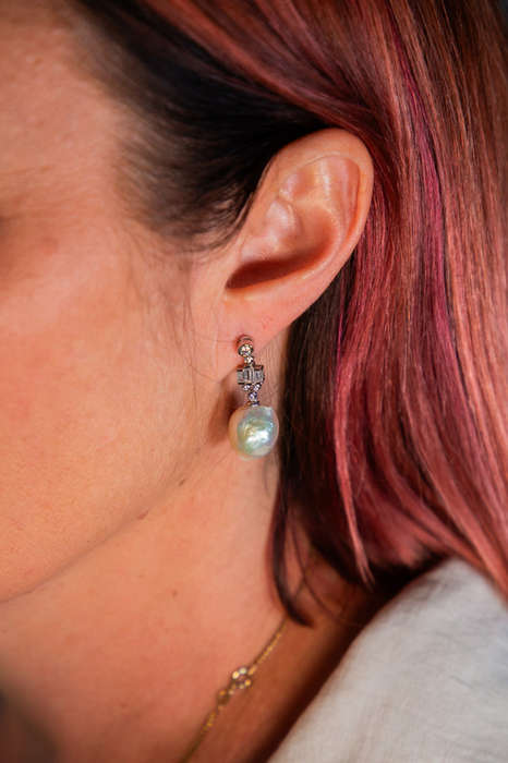 Fang - Baroque Pearl with CZ's