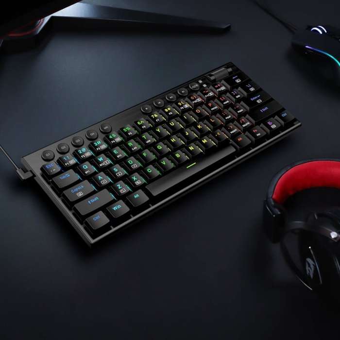 REDRAGON Horus Mini 61Key Red Switch RGB Low Profile Gaming Mechanical Keyboard - Black
