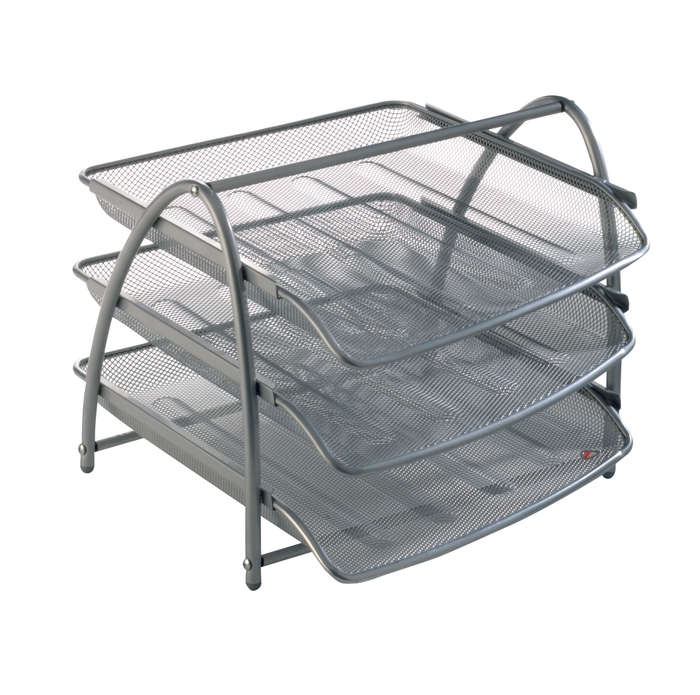 Alba 3 Tier Document Tray - Metallic Grey