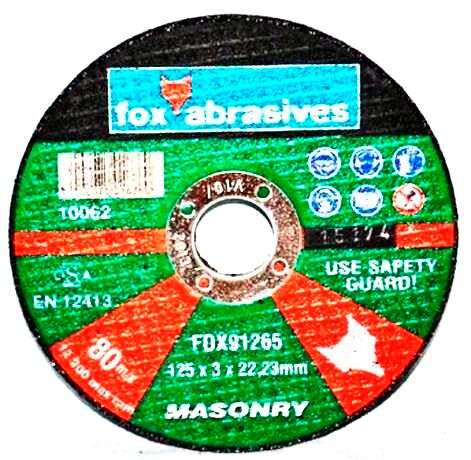 Fox Tools - Abrasive Cutting Disc Masonary - 125 x 3.0mm