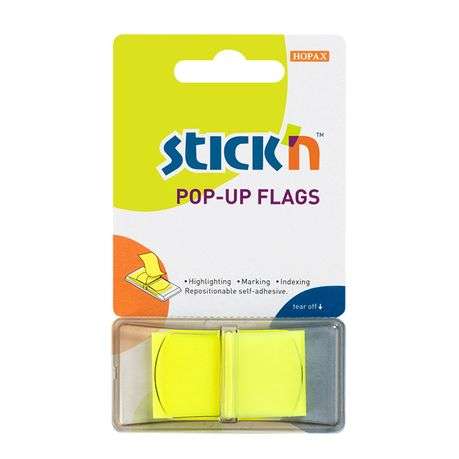 Stick 'n Pop-Up Flags Neon Lemon 45x25mm - 50 Sheets