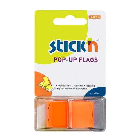 Stick 'n Pop-Up Flags Neon Orange 45x25mm - 50 Sheets