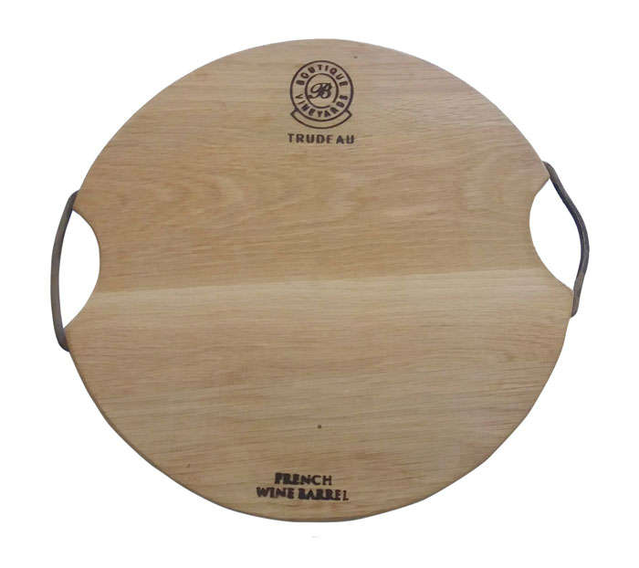 Trudeau Small Round Serving Board with Double Iron Handles
