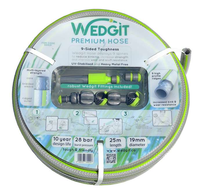 Wedgit Premium Garden Hose 19mm (3/4") 25m 28bar with Connector Starter Set