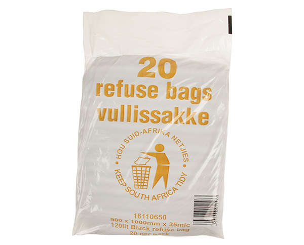 Refuse Bag For 120L Drum 20 Pack -  Black