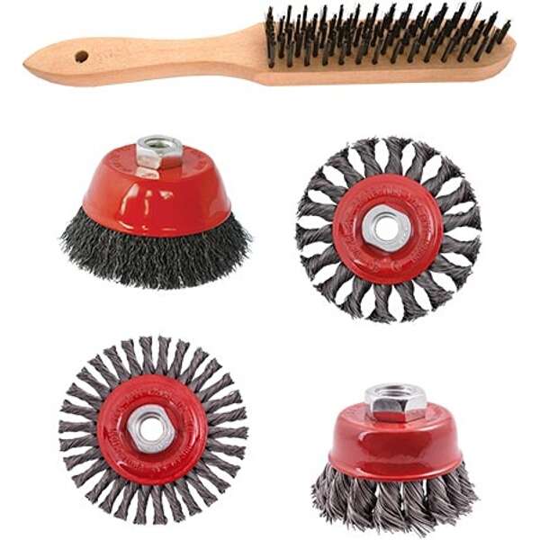 Tork Craft Wire Brush Angle Grinder Kit M14 Crimped &amp; Knotted Set 5Pce
