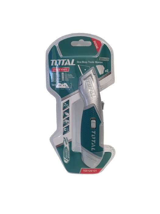 Total Tools Utility Knife - Heavy Duty with 6 Piece Spare Blades