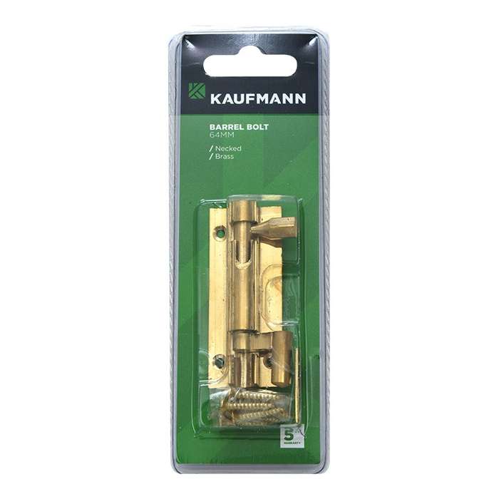Kaufmann Barrel Bolt 64mm Solid Brass Necked