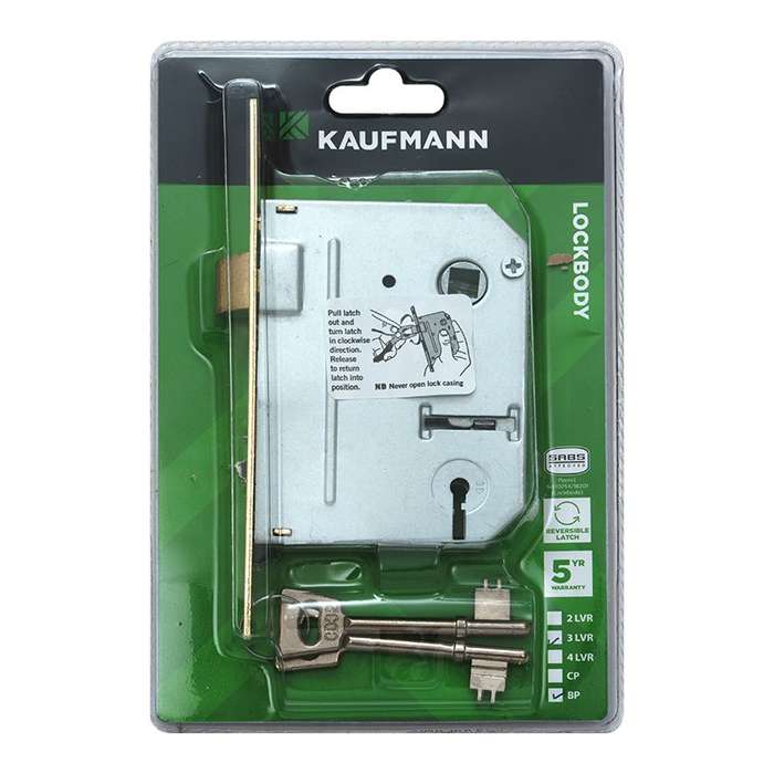 Kaufmann Lockbody 3 Lever Sabs Brass Plated