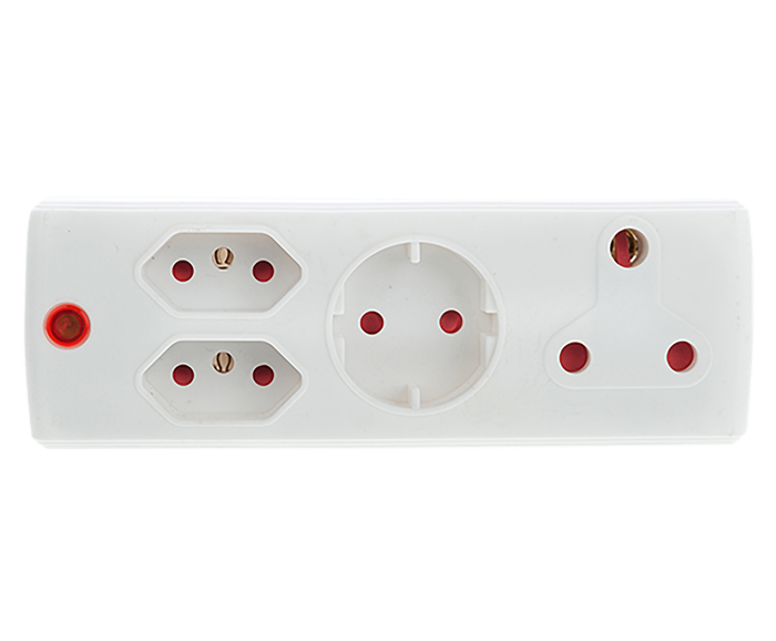 Electricmate 1X16+1X schko+2x5 3 Pin Adaptor - White