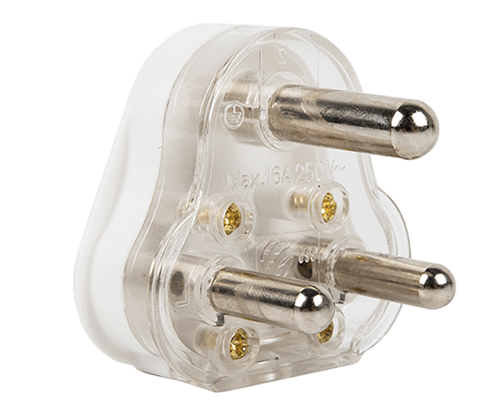 Electricmate 16Amp Hollow Pin Plug Top - White