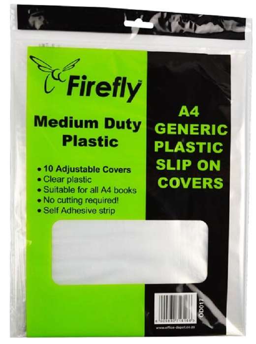 Firefly A4 Slip-On Plastic Book Covers, 50Micron Medium Duty (10's)