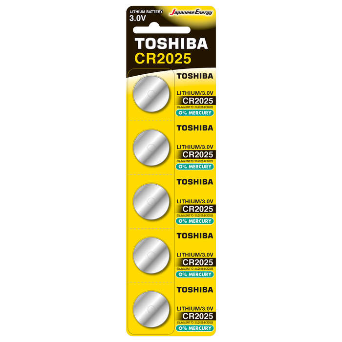 Toshiba Lithium Coin Cell CR2025 - 5 Pack