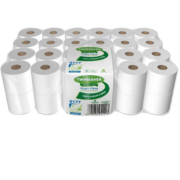 TwinSaver -1-Ply Toilet Paper 100% Virgin Fibre - 48 Rolls (0177)