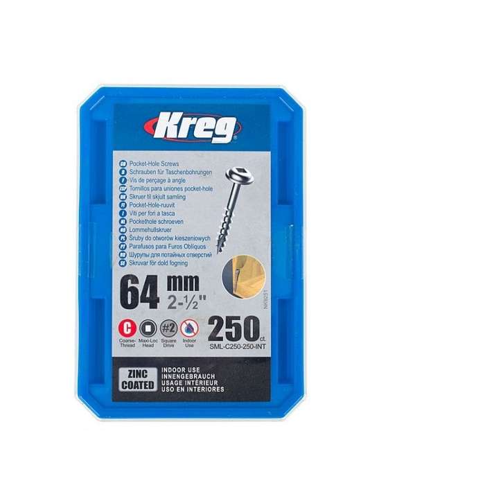 Kreg Zinc Pocket Hole Screws 64mm 2.50" #8 Coarse Thread Mx Loc 250ct
