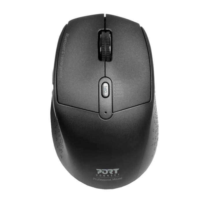 Port Connect 1600DPI Bluetooth Wireless &amp; Rechargeable Mouse  Black