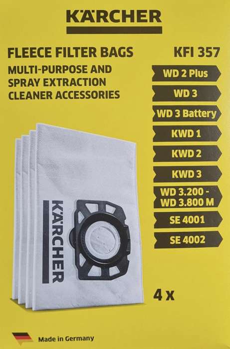 Kärcher 4 Piece Fleece Bags for WD 2, 3 &amp; SE 4001