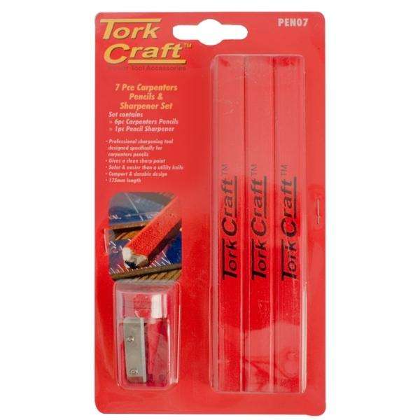 Tork Craft - Carpenters Pencils Including Sharpener - 7 Piece