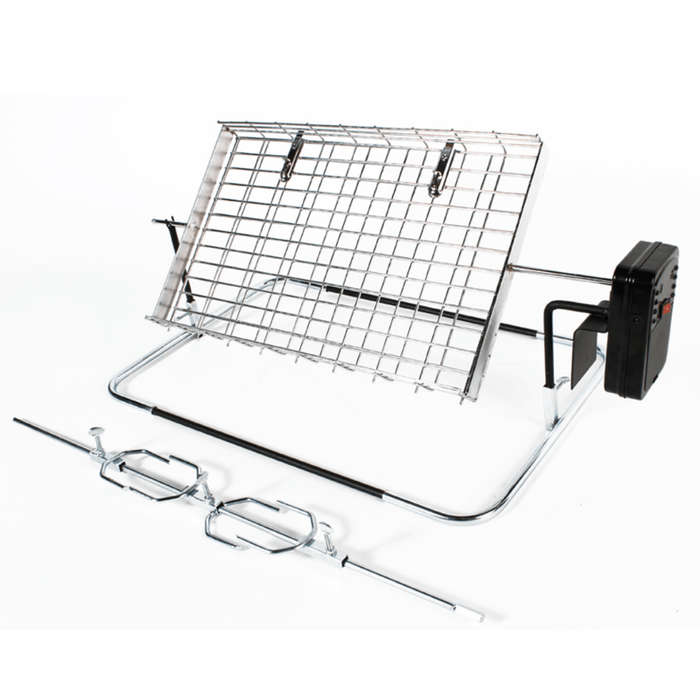 LK's - Rotisserie - Large Flat Basket and Spit - Chrome