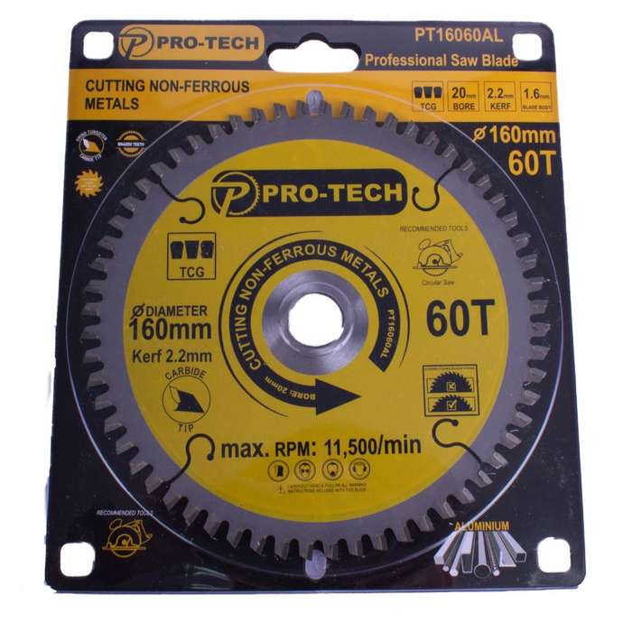 Pro-Tech - Saw Blade Tct 160 x 2.2 x 20 x 60T Alum. Prof.