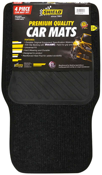 Shield - Universal Promotion Ribbed Car Mat with Vinyl Heelpad - 4 Piece