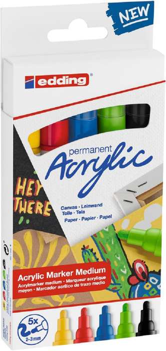 Edding - 5100 Permanent Acrylic Marker Medium 5's Basic