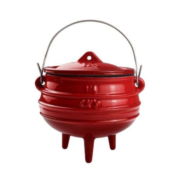 LK's -1/4 Potjie Pot - Red Enamel Coated - 3 leg