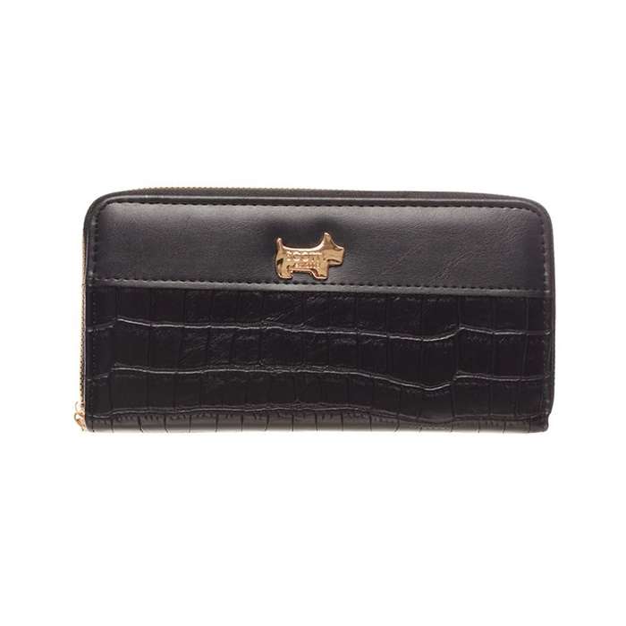 The Santorini - Crocodile Double Zipper Mobile Phone Purse (Black)