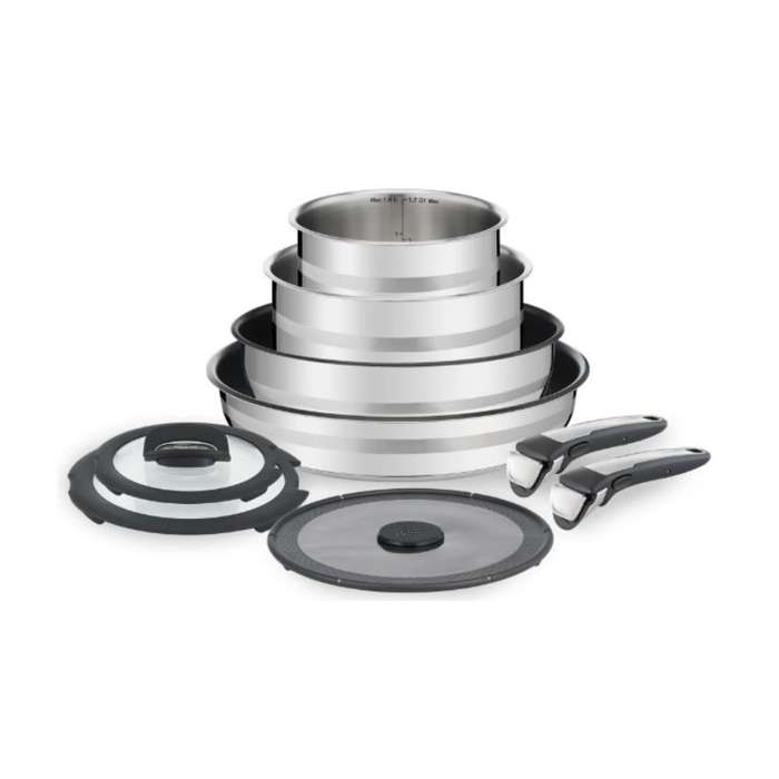 Jamie Oliver - Tefal Ingenio - Stainless Steel 9 Piece Cookware Set