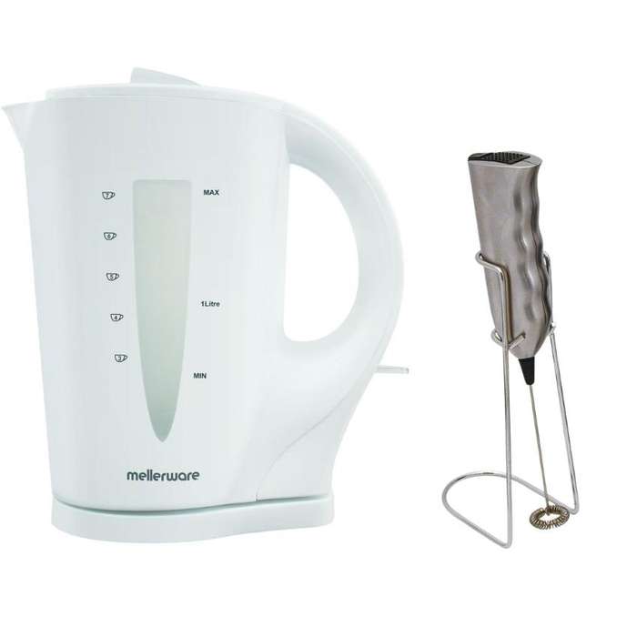 Mellerware - "Tugela" 1.7L Cordless Kettle and Milk Frother - White