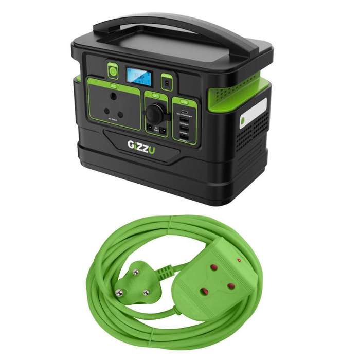 Gizzu - 296Wh Portable Power Station &amp; 5m Heavy Duty Extension Lead - Green