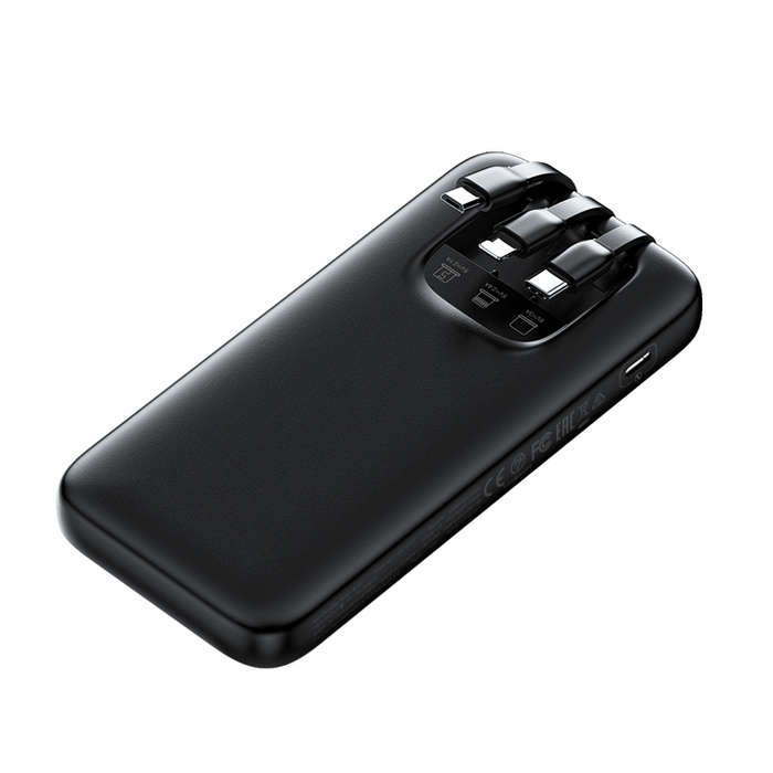 Romoss Pastel 10000mAh 15W Power Bank With Built in Cables - Black