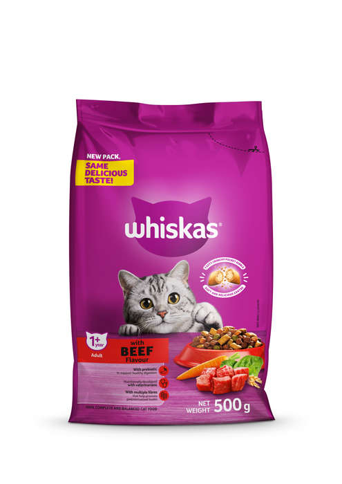 Whiskas Dry Adult Cat Food Beef 500g