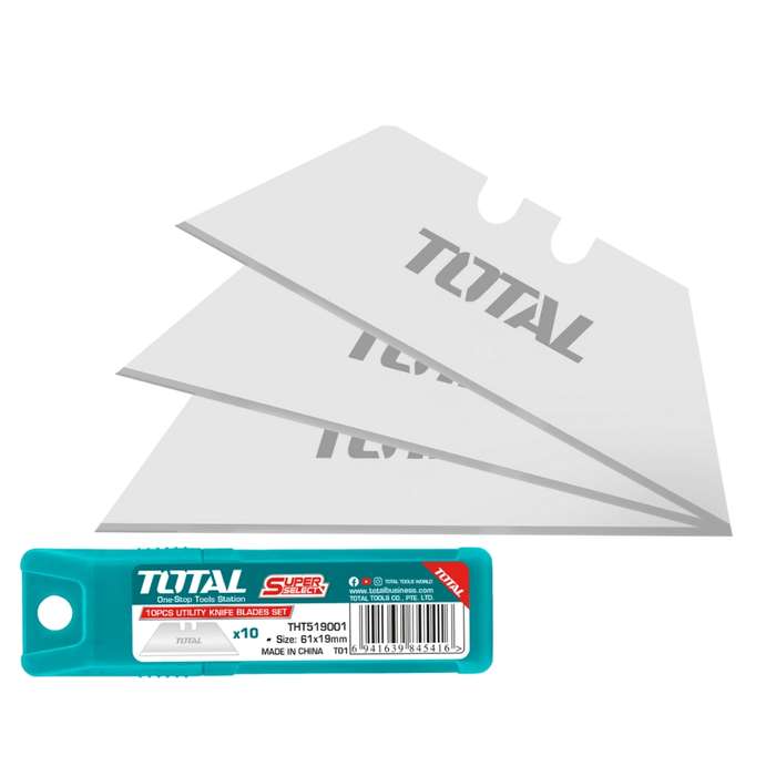 Total Tools - Utility Knife Blades 61x19mm - 10 Pieces