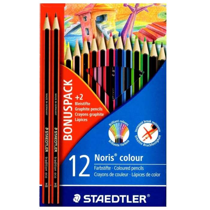 Staedtler - Noris Club 12 Coloured Pencils + 2 HB Bonus Pack