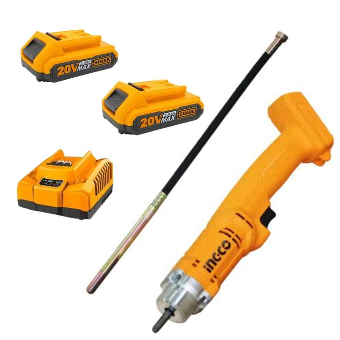 Ingco - Cordless Li-Ion Concrete Vibrator With 2 X 2.0Ah Battery &amp; Charger