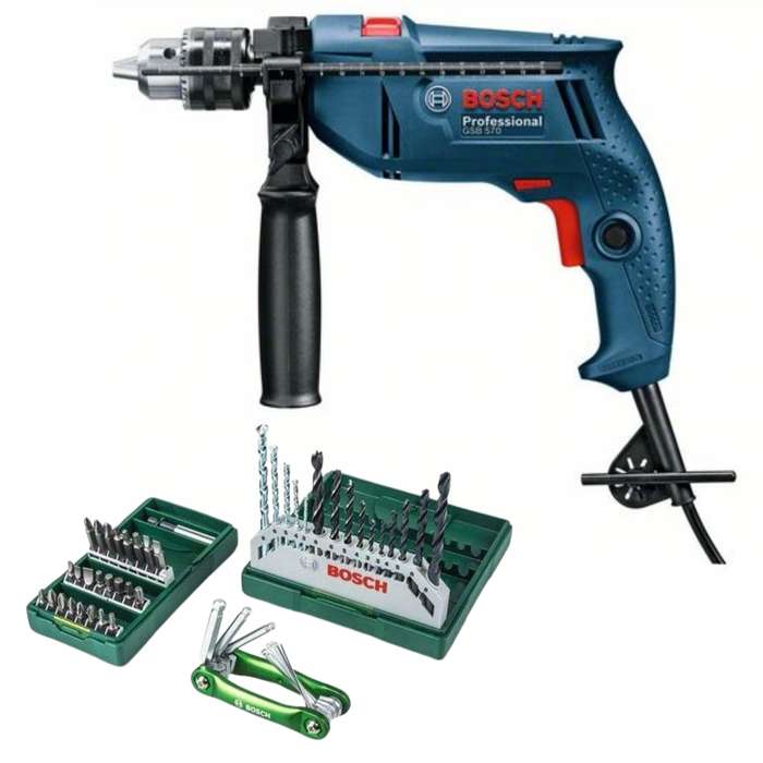 Bosch - Impact Drill (GSB 570) with 41-Piece Drill-Driver Set &amp; Hex-Tool