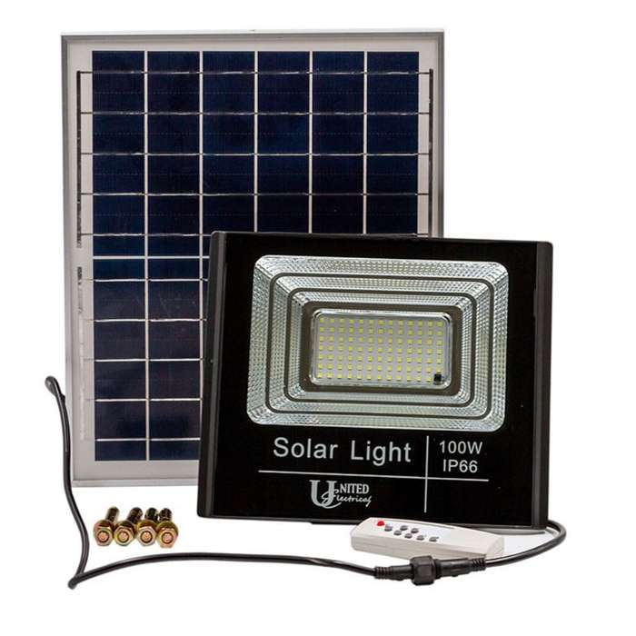 United - 100W LED Floodlight With Solar panel