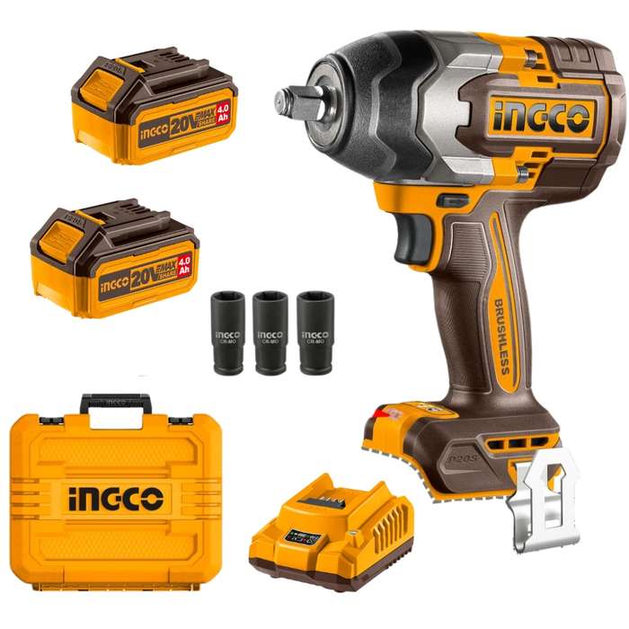 Ingco - Impact Wrench - 1/2" - 850NM - 2x 4.0Ah Batteries