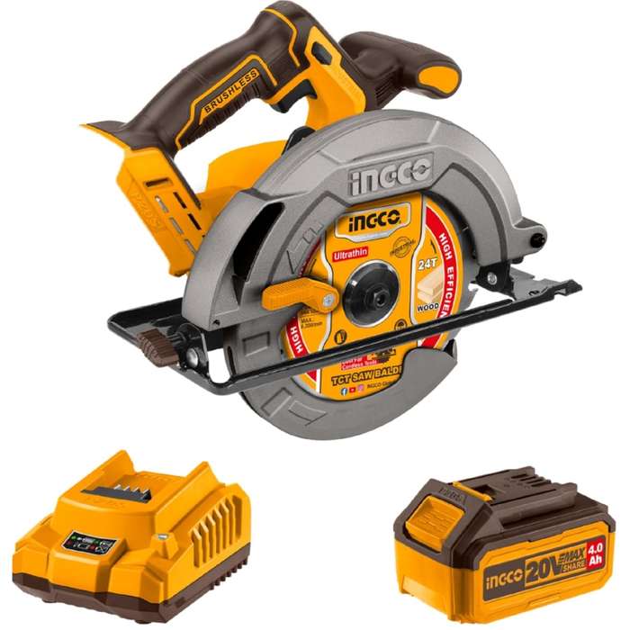 Ingco - Cordless Circular Saw 185MM - 1 x 4.0 Ah Battery &amp; Charger