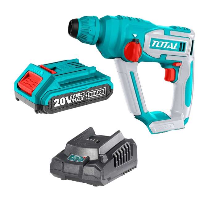 Total Tools - Lithium Rotary Hammer with Battery 2.0 Ah &amp; Charger